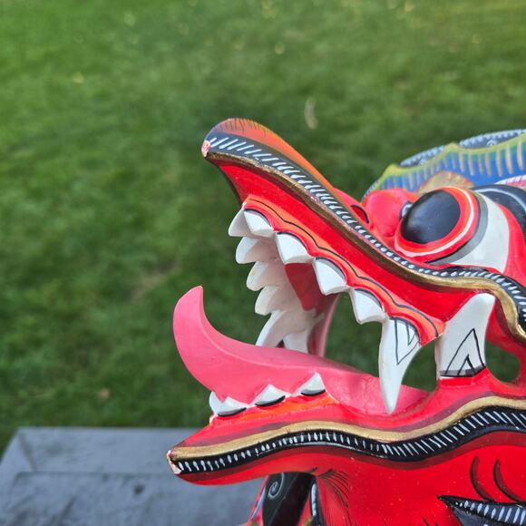 Vintage Balinese Garuda Mask Hand Painted Marked Mythical Ceremonial Wall Art - Picture 11 of 14